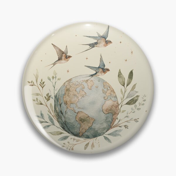 Item preview, Born to Roam | Vintage Watercolour Swallows Around the World Travel Art Print designed and sold by Bound for Wonder.