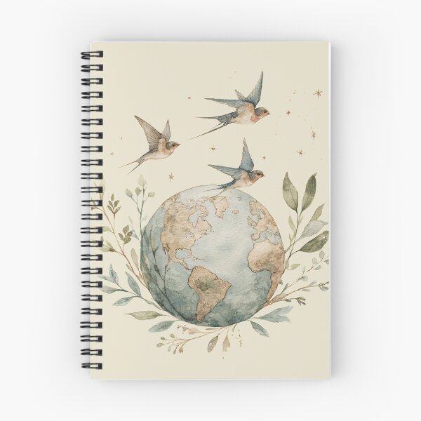 Item preview, Born to Roam | Vintage Watercolour Swallows Around the World Travel Art Print designed and sold by Bound for Wonder.