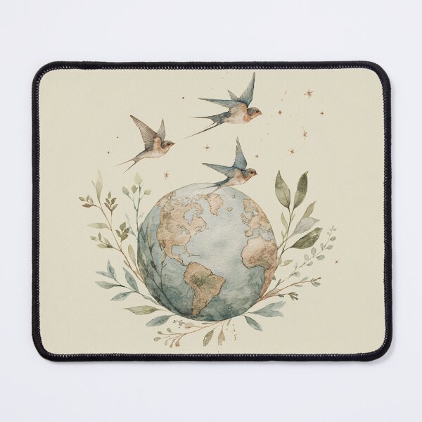 Item preview, Born to Roam | Vintage Watercolour Swallows Around the World Travel Art Print designed and sold by Bound for Wonder.