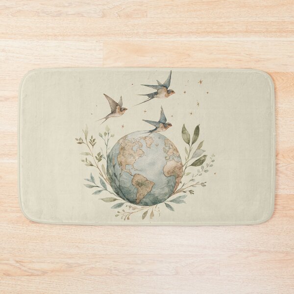 Item preview, Born to Roam | Vintage Watercolour Swallows Around the World Travel Art Print designed and sold by Bound for Wonder.