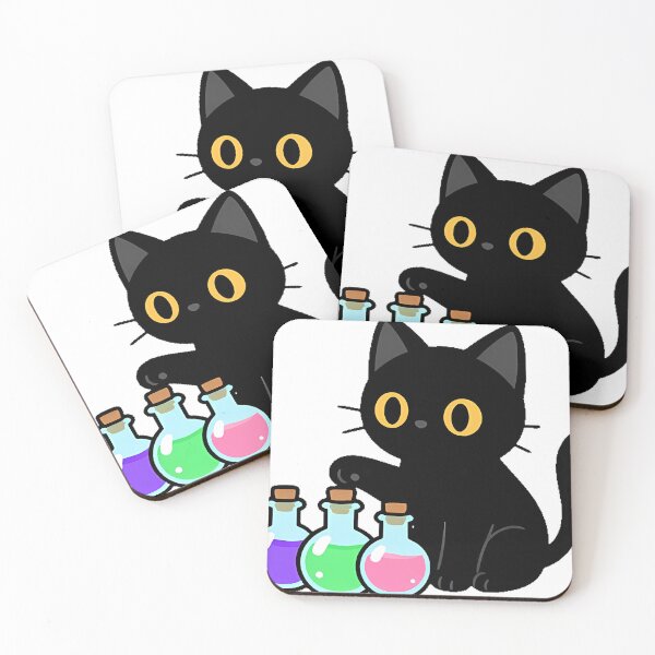 Item preview, Black Cat with Potion Bottles Icon designed and sold by IllumeInk.