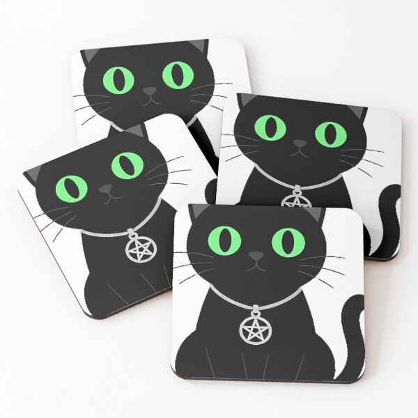 Item preview, Black Cat with Pentagram Necklace Icon designed and sold by IllumeInk.