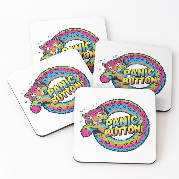 Item preview, Panic Button Snow Leopard Tail Bite Comic Pop Art designed and sold by Arc2020.