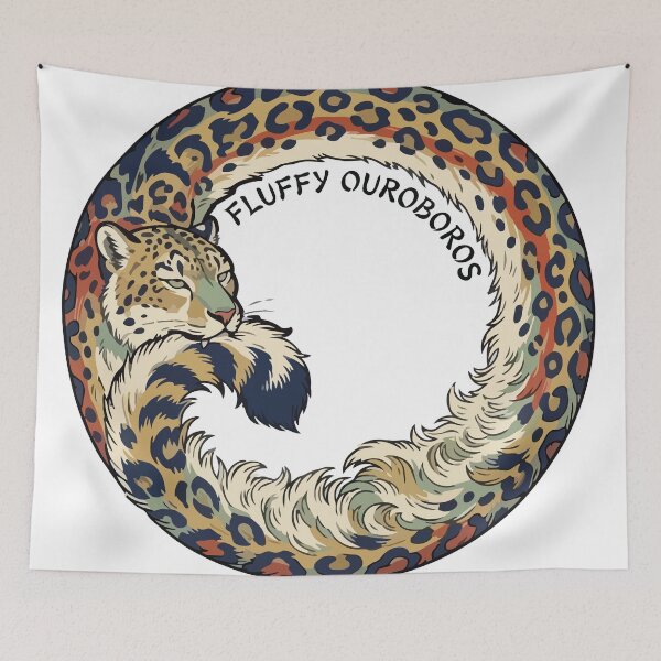 Item preview, Fluffy Ouroboros Snow Leopard Japanese Ukiyo e Art designed and sold by Arc2020.