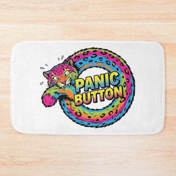 Item preview, Panic Button Snow Leopard Tail Bite Comic Pop Art designed and sold by Arc2020.