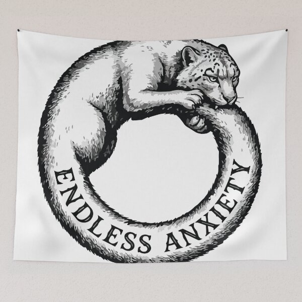 Item preview, Endless Anxiety Snow Leopard Gothic Ouroboros Art designed and sold by Arc2020.
