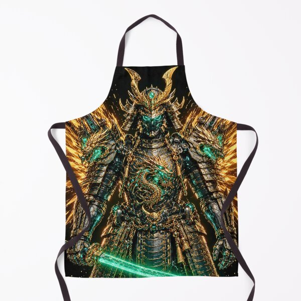 Item preview, Massive Cyber Samurai with Mechanical Dragon Armor & Golden Energy Wings | Futuristic Japanese Warrior Art designed and sold by lavanya11.