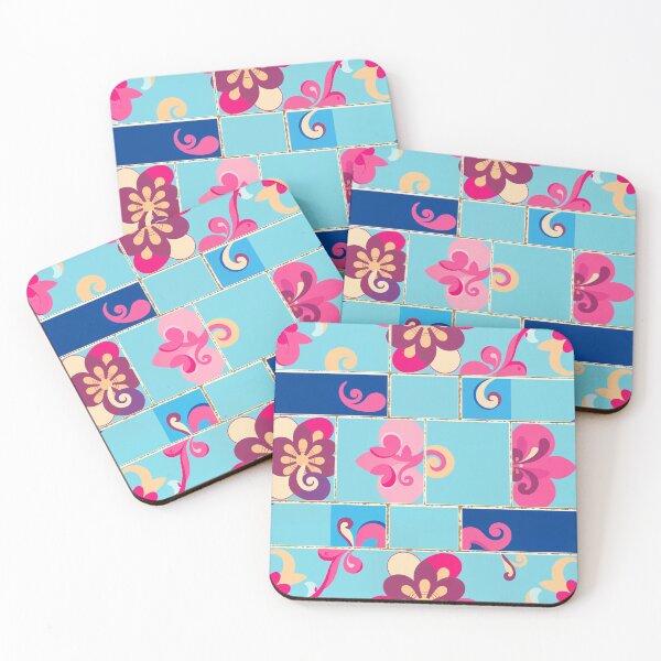 Item preview, Pink and blue floral block design designed and sold by Chi261.