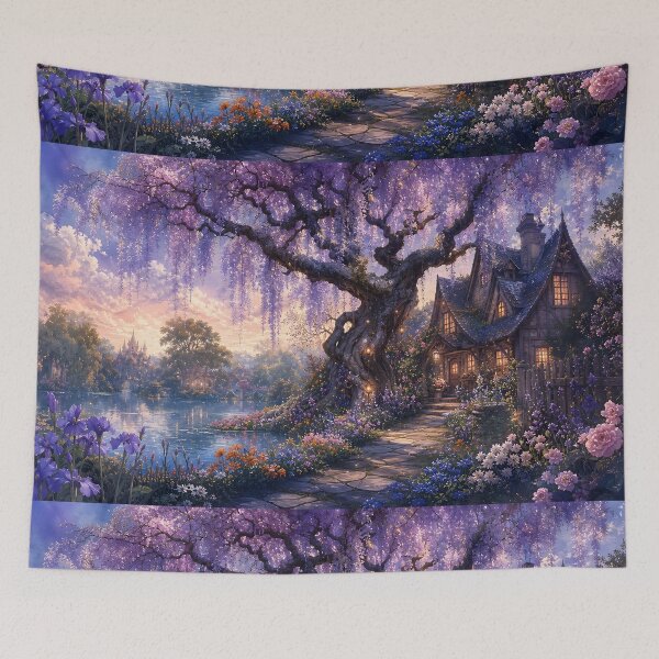 Item preview, Wisteria Cottage by the Pond designed and sold by sigmaartstudio.
