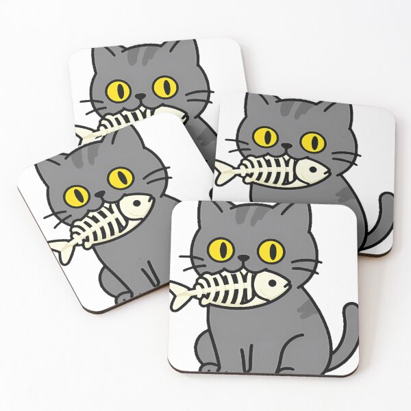 Item preview, Gray Cat Fish Skeleton Icon designed and sold by IllumeInk.