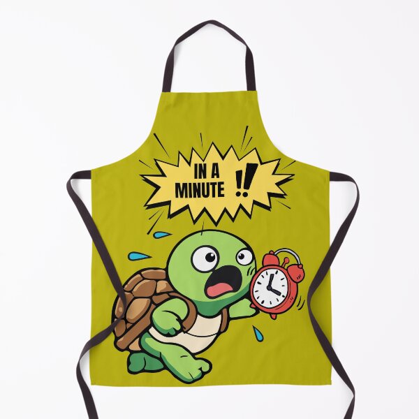 Item preview, In A Minute!- Funny Panicked Turtle Cartoon designed and sold by W&RParadise.
