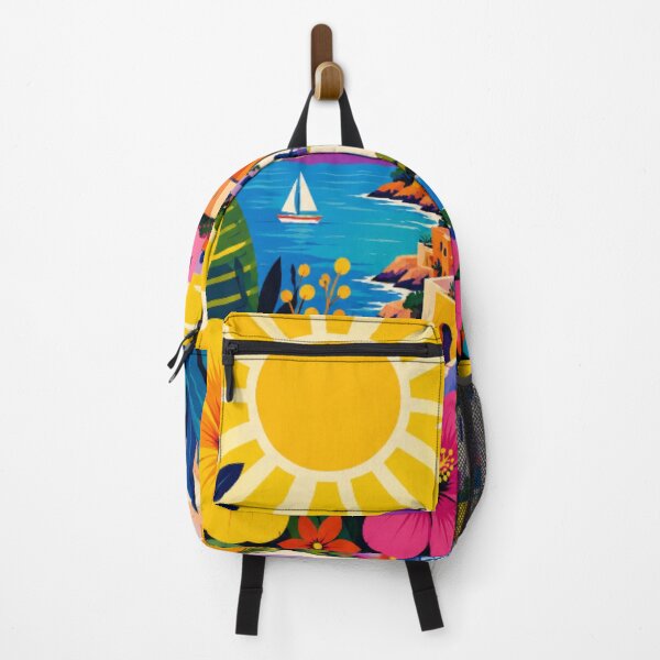 Item preview, Colorful Mediterranean Coastal Village | Vibrant Seaside Floral Folk Art Illustration designed and sold by Nexus Space.