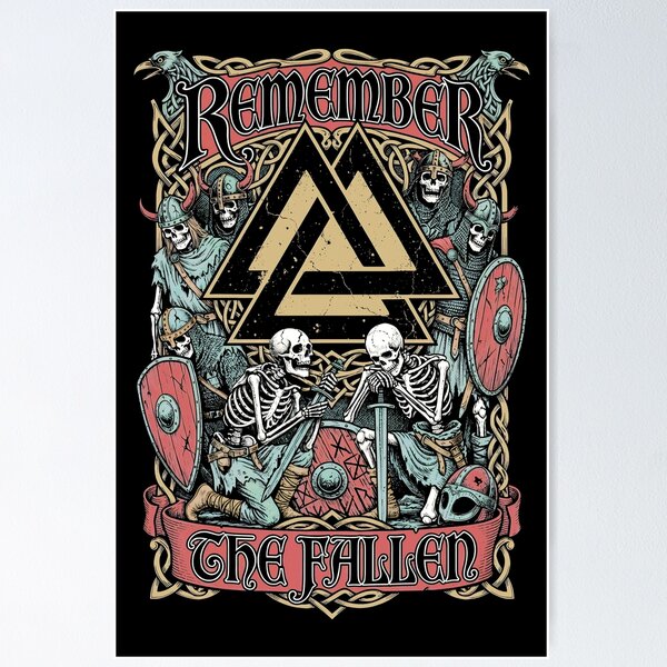 Item preview, Viking Valknut Remember The Fallen Skeleton Warriors designed and sold by GrandeDuc.
