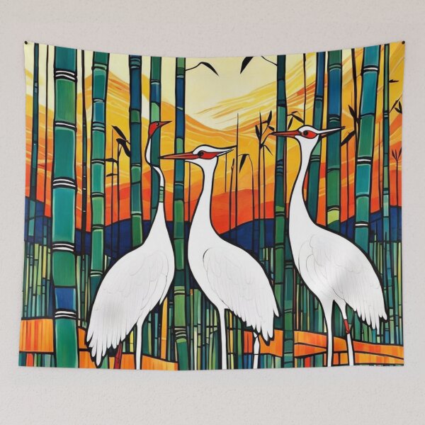 Item preview, White Cranes in Bamboo Forest designed and sold by George Hutton Hunter.