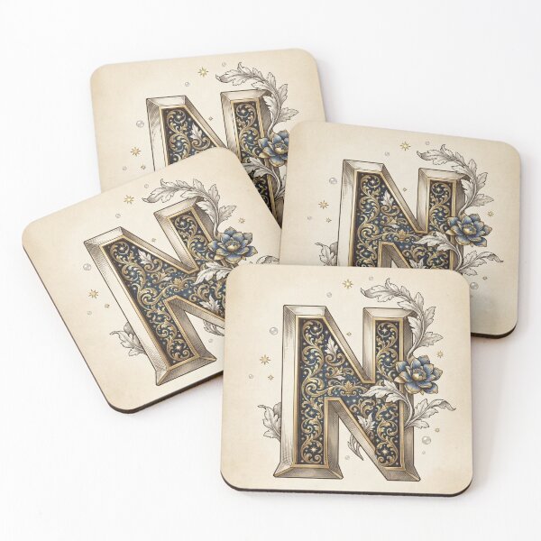 Item preview, Letter N - Vintage Celestial Botanical Alphabet Poster designed and sold by TheMinimalFrame.