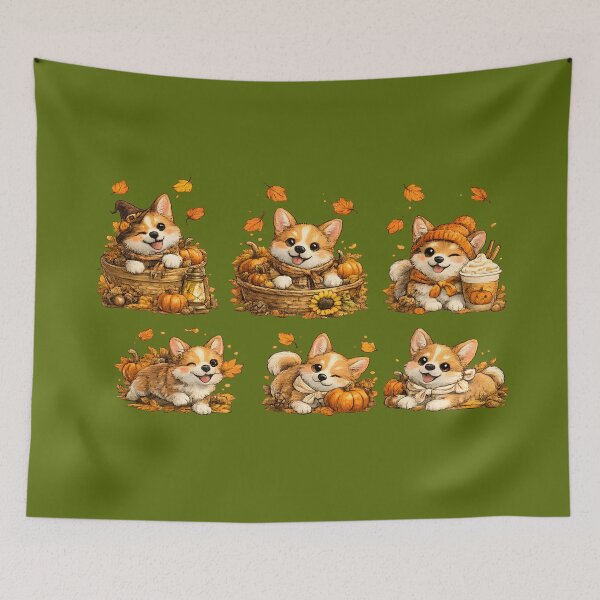 Item preview, Cute Autumn Corgi Collection | Cozy Fall Puppies & Pumpkin Season Vintage Design designed and sold by KAM-KAM-STORE.
