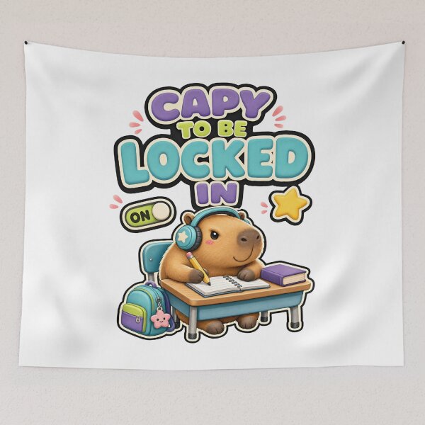 Item preview, Back to School: Capybara Locked-In Study Mode designed and sold by Fenay Designs.