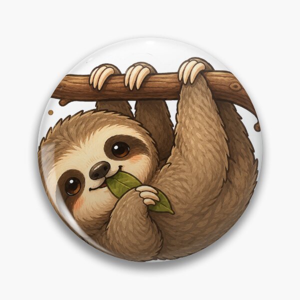 Item preview, Cute Hanging Sloth Eating Leaf designed and sold by InkPixell.