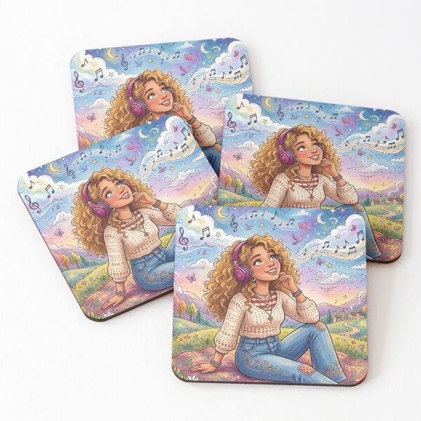 Item preview, Girl Listening to Music in a Magical Meadow designed and sold by Divinedesignbydulce.
