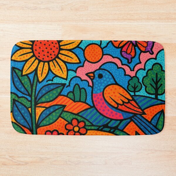 Item preview, Colorful Folk Art Bluebird & Sunflower | Whimsical Floral Nature Illustration designed and sold by Nexus Space.