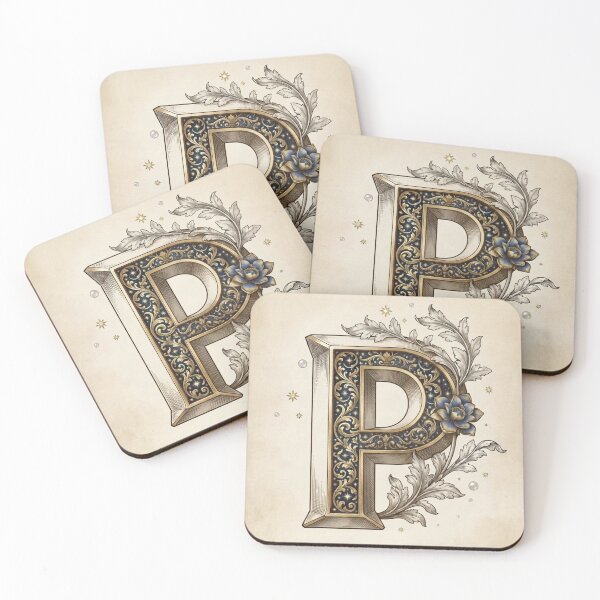 Item preview, Letter P - Vintage Celestial Botanical Alphabet Poster designed and sold by TheMinimalFrame.