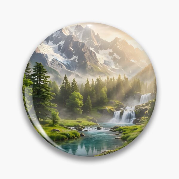 Item preview, Alpine Sunrise River Landscape Artwork designed and sold by hutofdesigns.