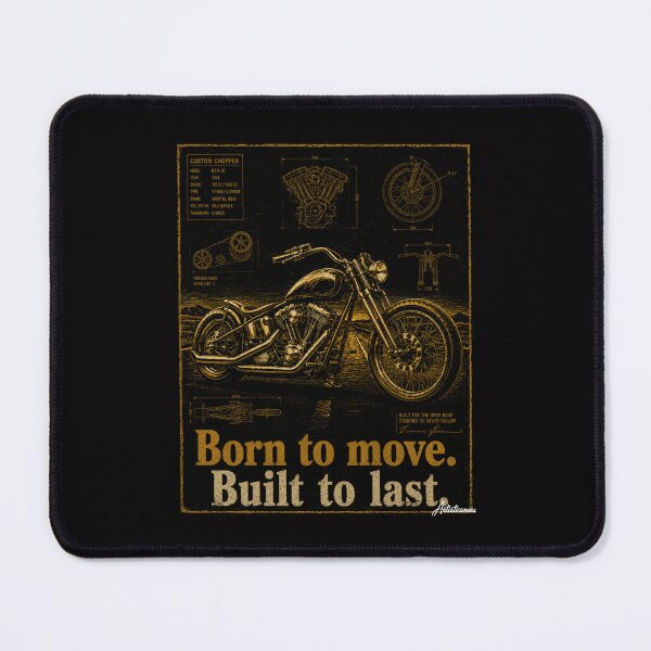 Item preview, Custom Motorcycle Blueprint Gold Detail Dark Art Road Print designed and sold by Artisticanvas.
