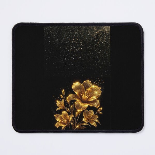 Item preview, Elegant Golden floral glow on metallic black glitter designed and sold by Verantia.