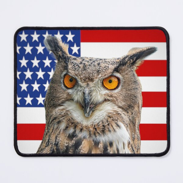 Item preview, American Eagle Owl — Patriotic Flag Portrait designed and sold by Jomsunshine.
