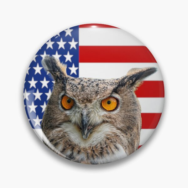 Item preview, American Eagle Owl — Patriotic Flag Portrait designed and sold by Jomsunshine.