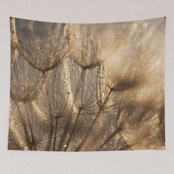 Item preview, Golden Dandelion Seeds Macro Pattern Art designed and sold by Elżbieta  Kaps.