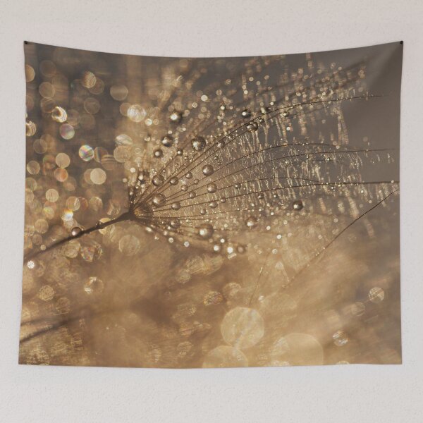 Item preview, Golden Dandelion Seed Dew Drops Macro Art designed and sold by Elżbieta  Kaps.