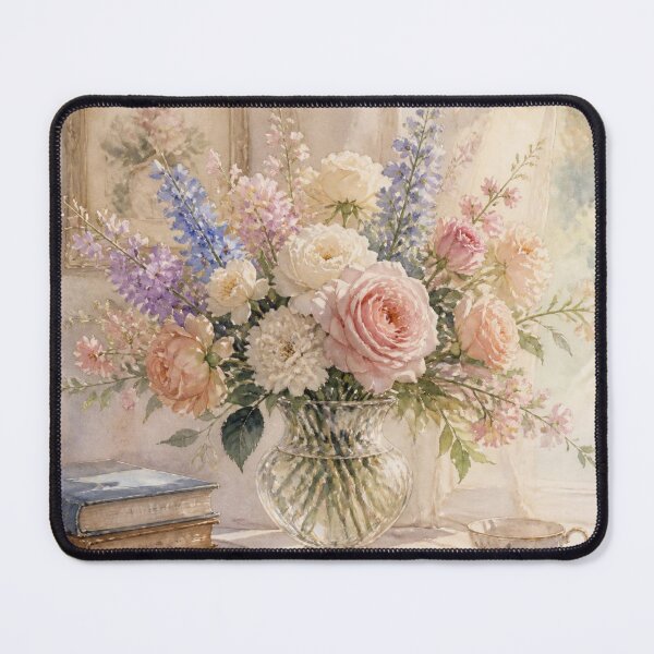 Item preview, Vintage watercolor floral Bouquet in glass vase with Tea designed and sold by Verantia.
