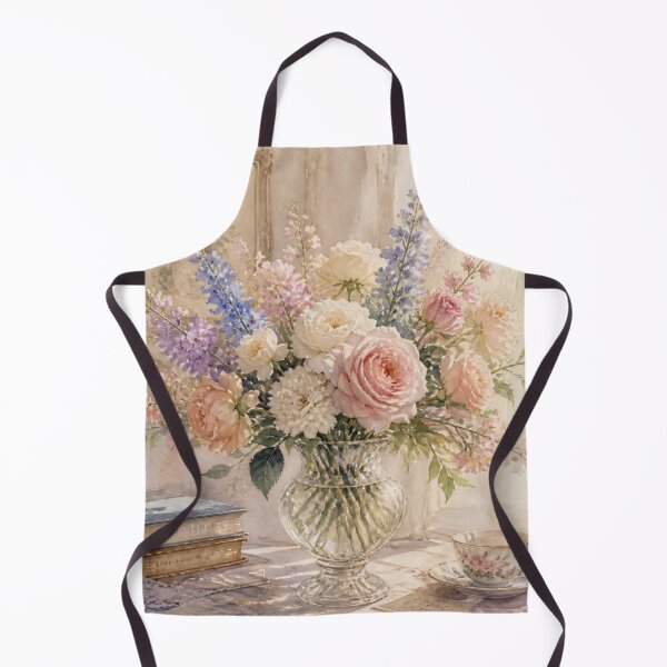 Item preview, Vintage watercolor floral Bouquet in glass vase with Tea designed and sold by Verantia.