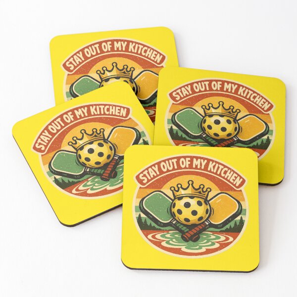 Item preview, Stay Out of My Kitchen – Retro Pickleball Sunset Crown Badge designed and sold by Timeless Junction.