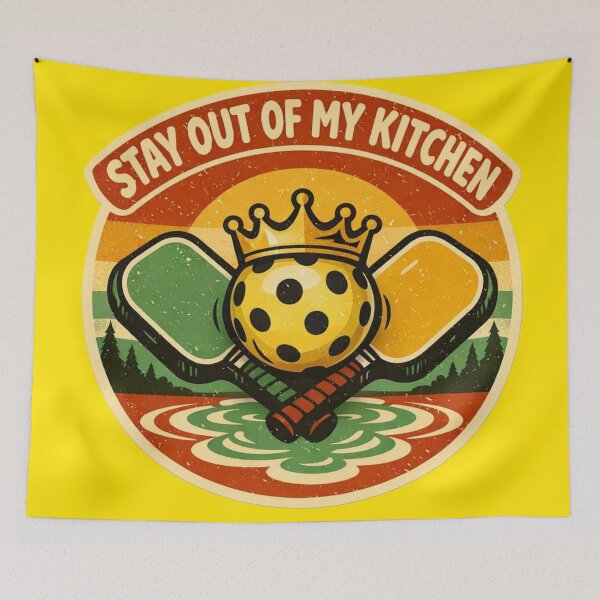 Item preview, Stay Out of My Kitchen – Retro Pickleball Sunset Crown Badge designed and sold by Timeless Junction.