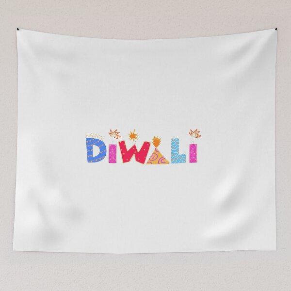Item preview, Happy Diwali Festive Typography Fireworks Hand Drawn Celebration Art designed and sold by somimalikkk.