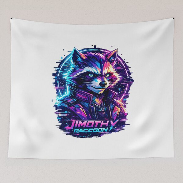 Item preview, Neon Rebel Jimothy The Cyberpunk Raccoon designed and sold by lokabrand.