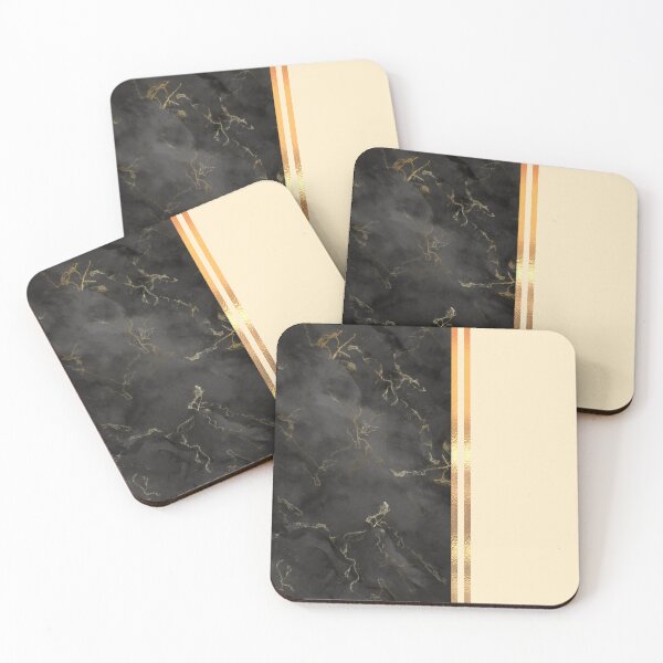 Item preview, Luxury black marble gold foil stripes cream split designed and sold by Verantia.