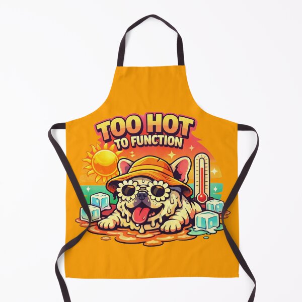 Item preview, Too Hot to Function – Funny Melting French Bulldog Summer Badge designed and sold by Timeless Junction.
