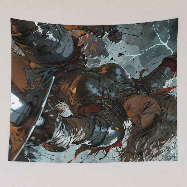 Item preview, Elven Knight Charging Into Battle Dark Fantasy Artwork designed and sold by BorgSpareParts.