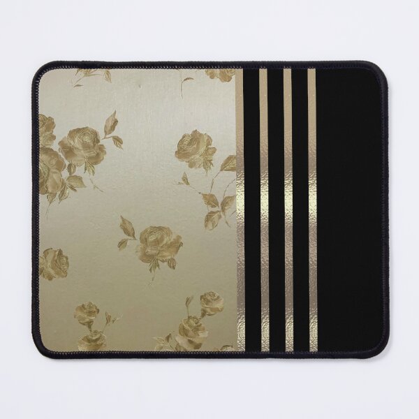 Item preview, Vintage gold rose floral black split rose gold stripes designed and sold by Verantia.