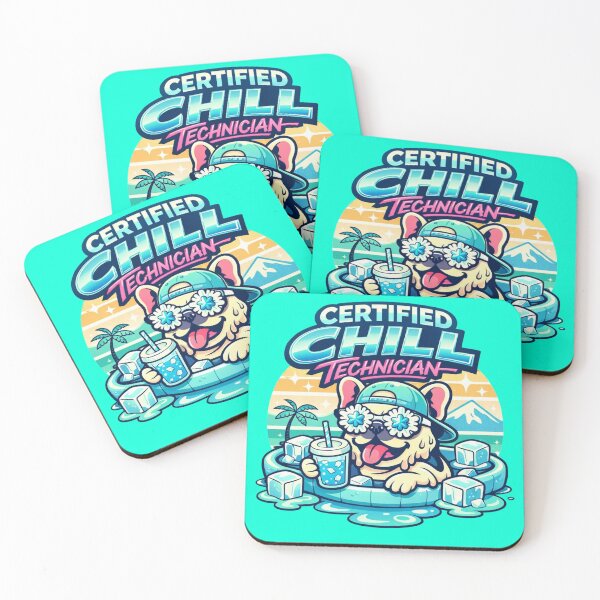 Item preview, Certified Chill Technician – Funny Retro French Bulldog Ice Badge   designed and sold by Timeless Junction.