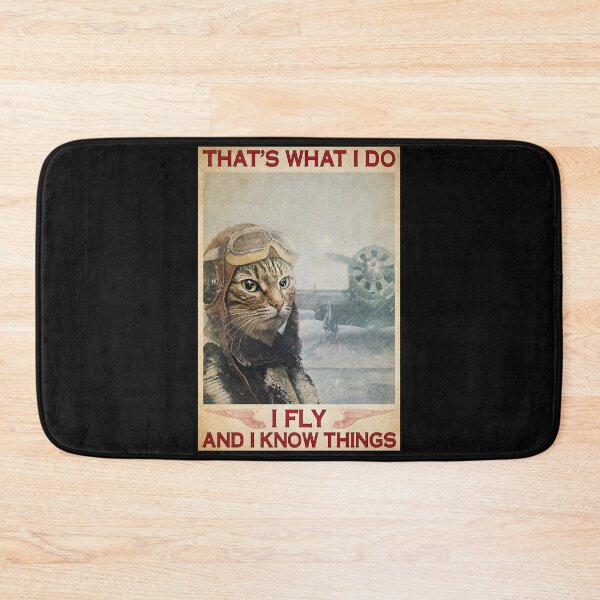 Item preview, That's What I Do I Fly And I Know Things Funny Vintage Pilot Cat Poster designed and sold by MagicatcoArt.