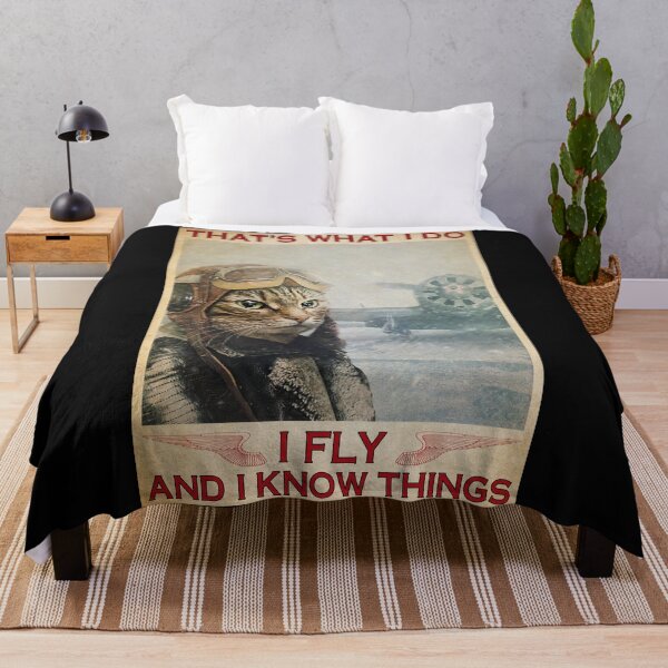 Item preview, That's What I Do I Fly And I Know Things Funny Vintage Pilot Cat Poster designed and sold by MagicatcoArt.