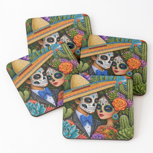 Item preview, Day of the Dead Couple Mexican Folk Art designed and sold by MythicMood.