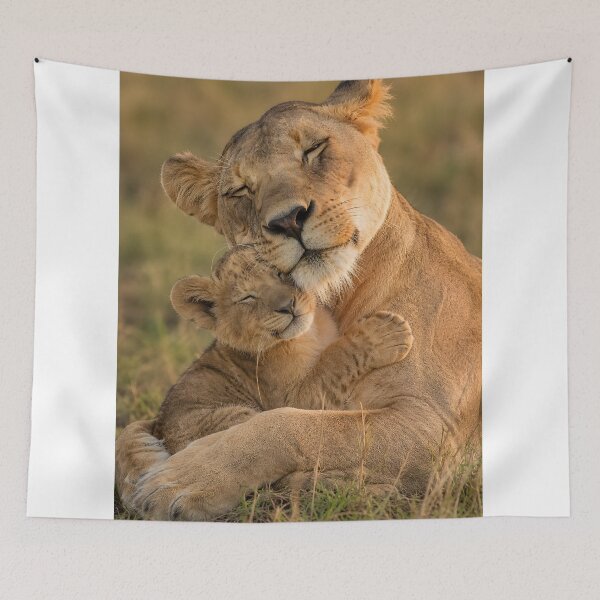 Item preview, A loving lioness lovingly embraces her sweet lion cub. designed and sold by Fotografin1981.