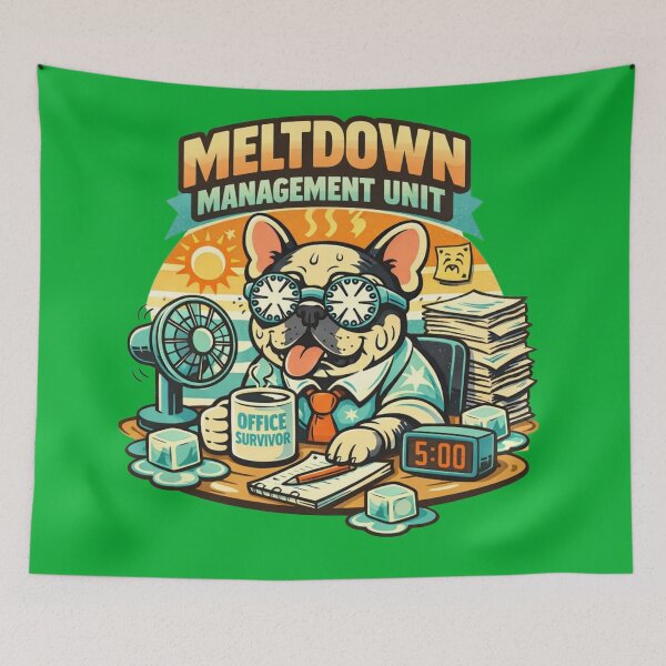 Item preview, Meltdown Management Unit – Retro Office French Bulldog Badge   designed and sold by Timeless Junction.