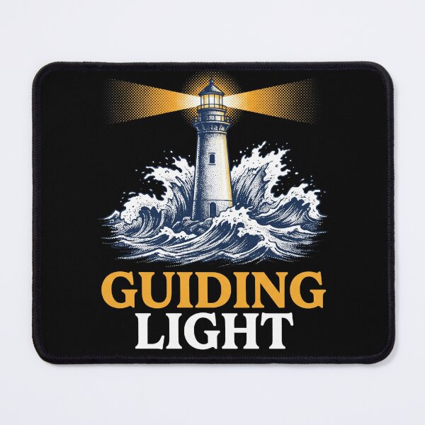 Item preview, Guiding Light Vintage Lighthouse Stormy Ocean Waves Nautical Graphic designed and sold by TeNovaStudio.