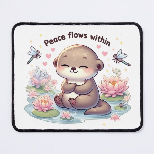 Item preview, Peace Flows Within - Cute Meditating Otter Lotus Pond designed and sold by carestazafeli.